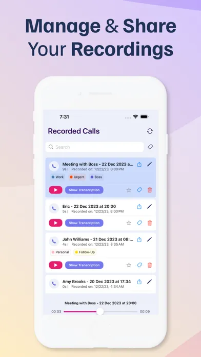 ภาพหน้าจอของ Call Recorder - Phone Record