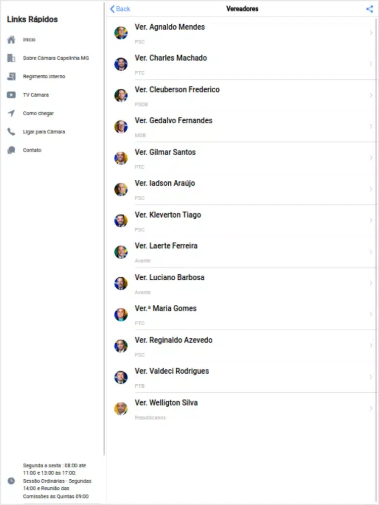 Tangkapan skrin Câmara Capelinha MG iPad 