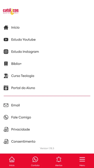 Capturas de tela do Catolicos Querem Saber