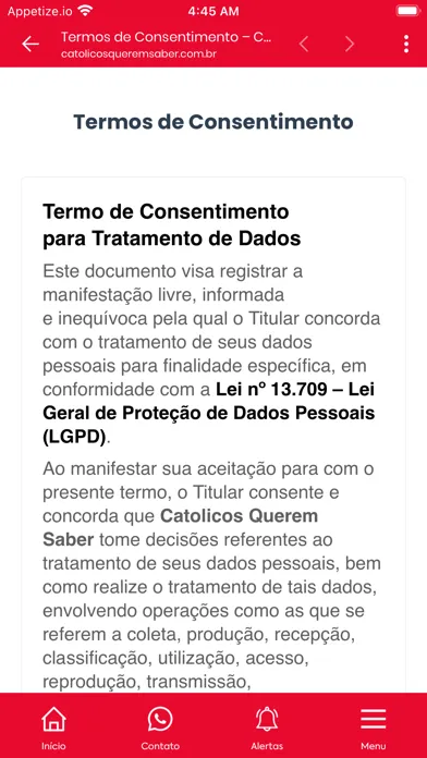 Capturas de tela do Catolicos Querem Saber