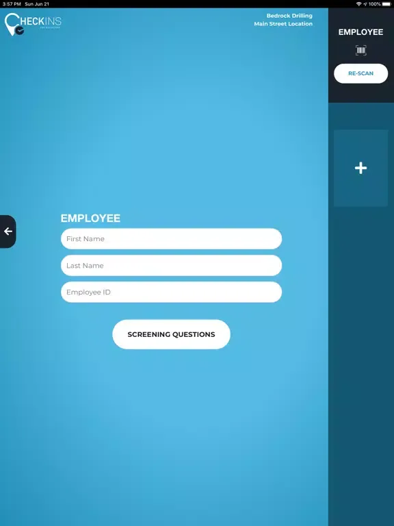 Capturas de tela do CheckIns Business iPad 