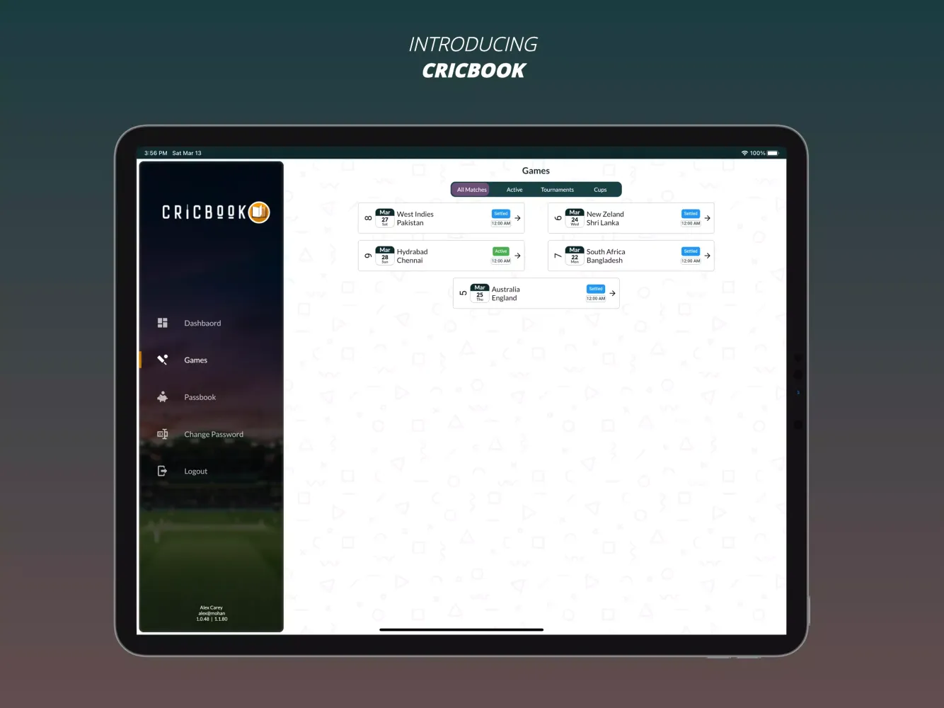 Ảnh chụp màn hình của Cricbook