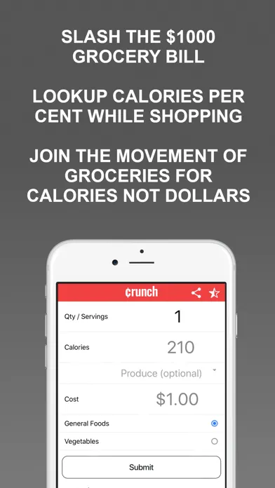 Captures d'écran de ¢runch: food cost per calories