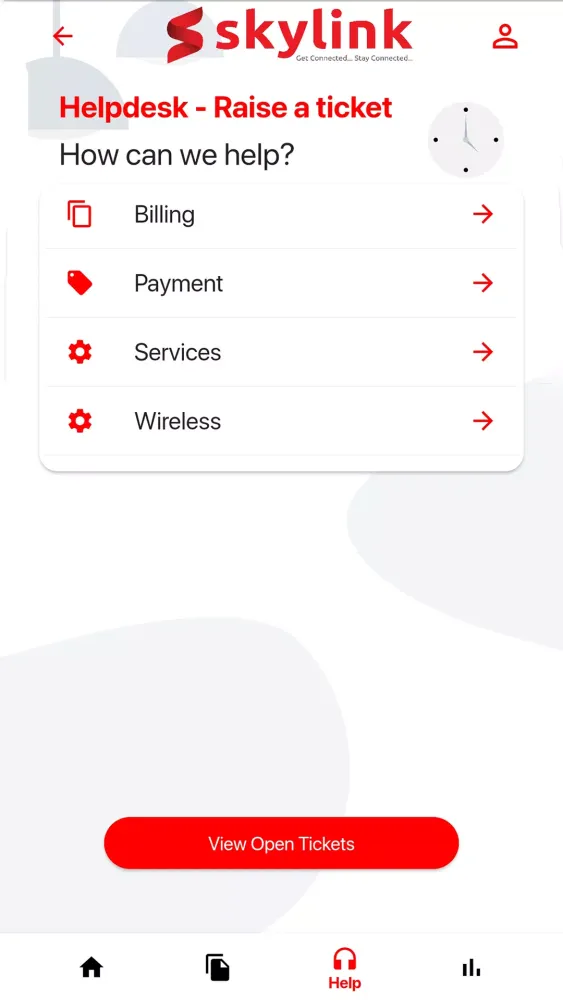 Skylink Customer Portal 스크린샷