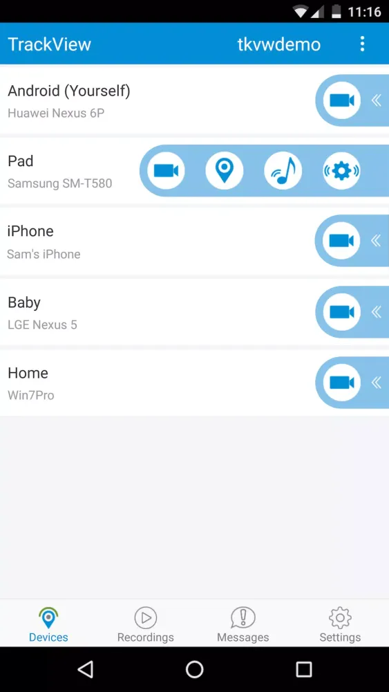 ภาพหน้าจอของ TrackView