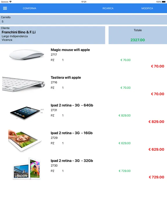 Tangkapan skrin ClickOrder Catalog Order Agent iPad 
