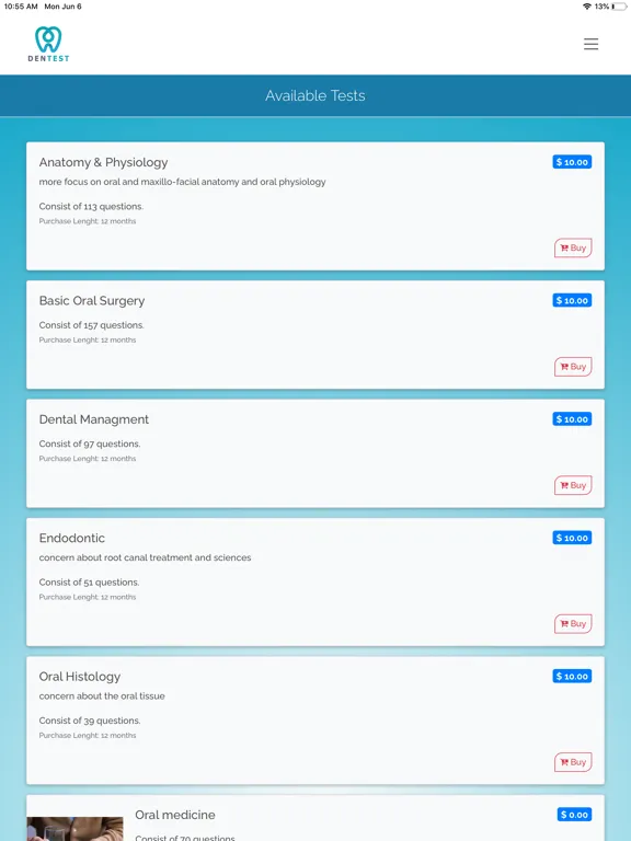 DenTest Dentistry Exam iPad 應用截圖