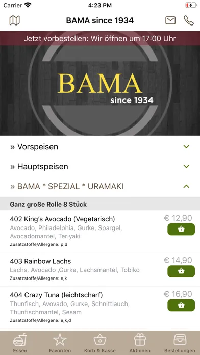 Ảnh chụp màn hình của BAMA since 1934 (Sushi-Asia)