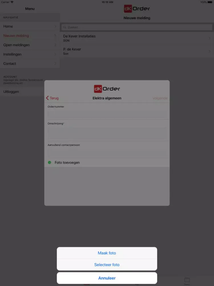 Tangkapan layar DK Order iPad 
