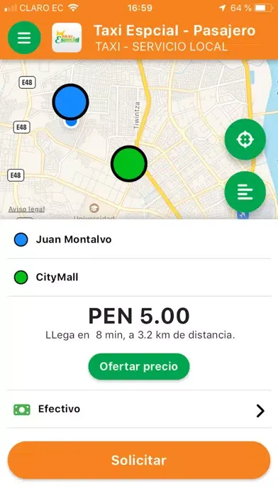 Zrzuty ekranu Taxi Especial - Pasajero