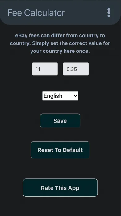 Fee Calculator for Ebay Fees Screenshots