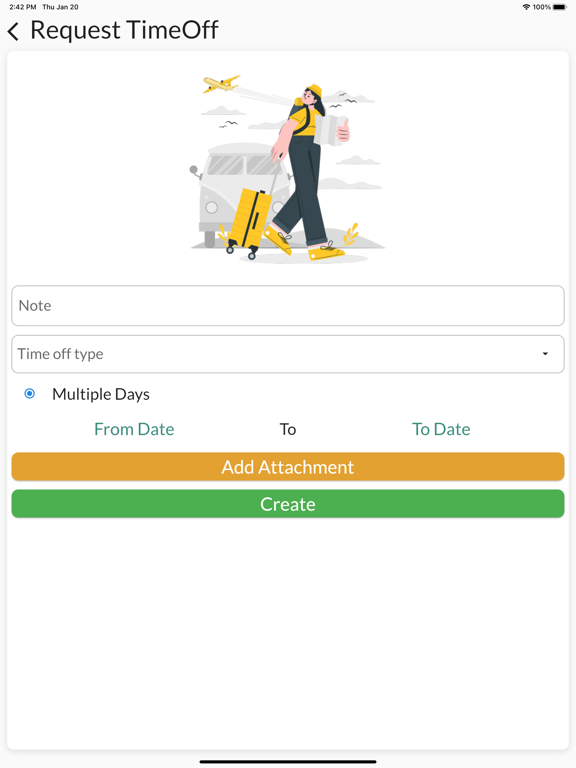 Tangkapan skrin Odoo-HR iPad 
