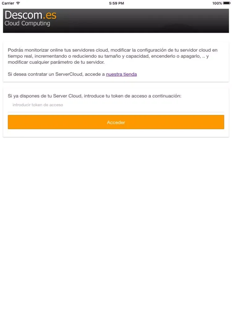 Скриншоты Cloud Server Descom iPad 