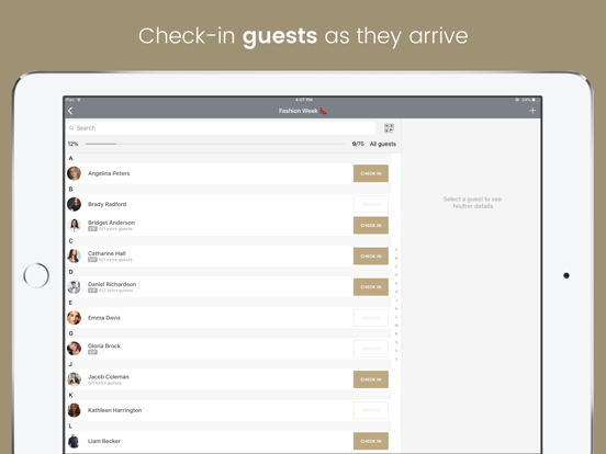 Capturas de pantalla de Eventor.app | Guest List iPad 
