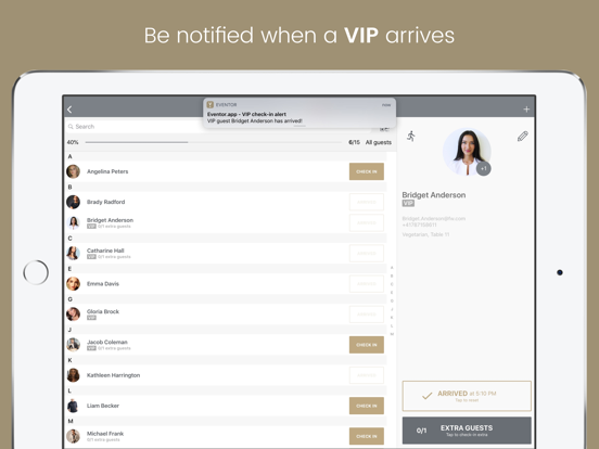 Capturas de pantalla de Eventor.app | Guest List iPad 