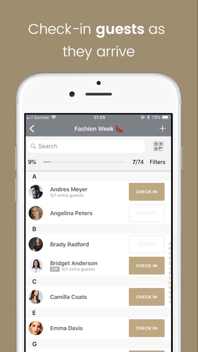 Capturas de pantalla de Eventor.app | Guest List
