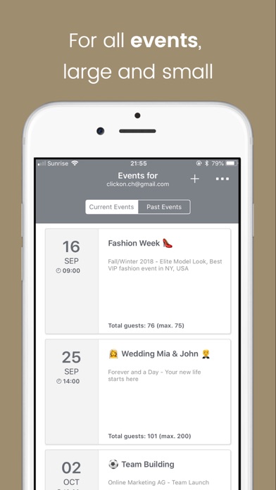 Capturas de pantalla de Eventor.app | Guest List
