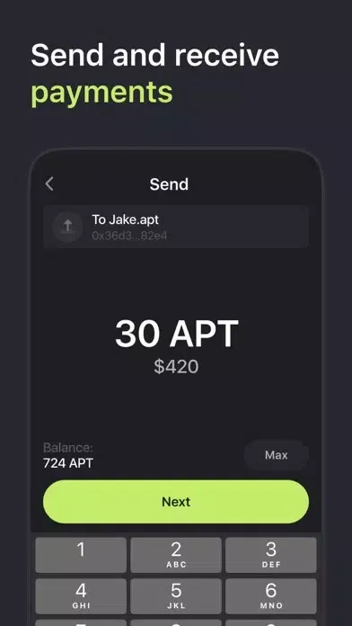 Captures d'écran de EVO Wallet - Aptos wallet