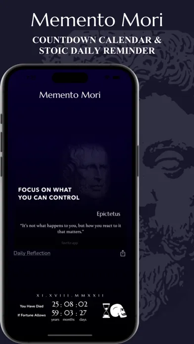 ภาพหน้าจอของ Memento Mori Stoic Reminder