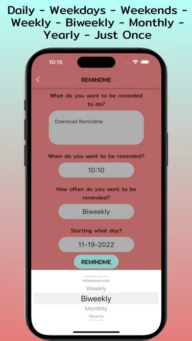 Remindme: Simple Reminder App Screenshots