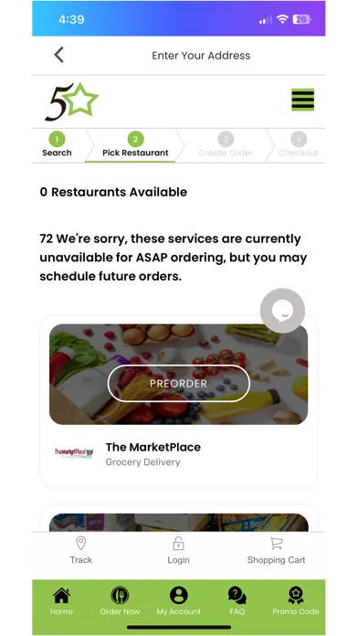 Tangkapan layar Five Star Home Delivery App