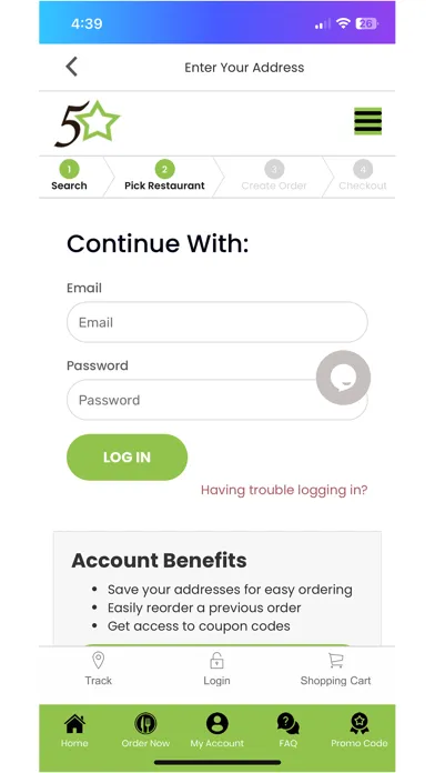 Tangkapan layar Five Star Home Delivery App