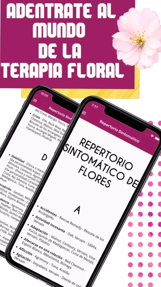 Capturas de tela do Flores de Bach