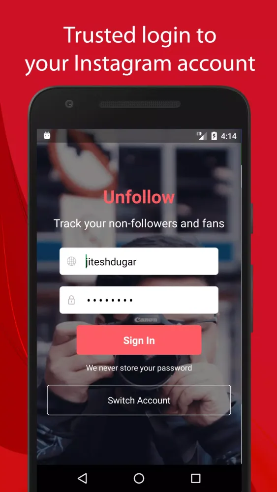 Unfollow Screenshots