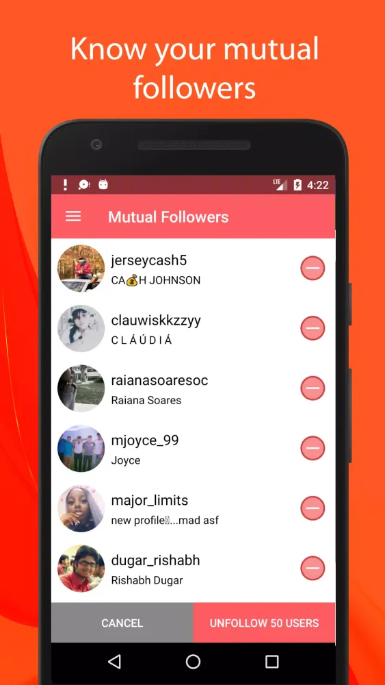 Unfollow Screenshots