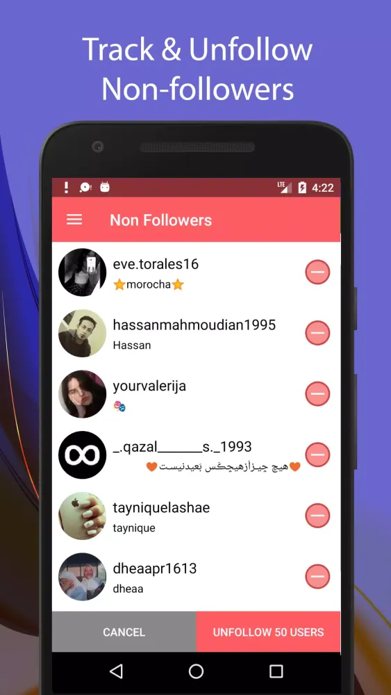 Unfollow Screenshots