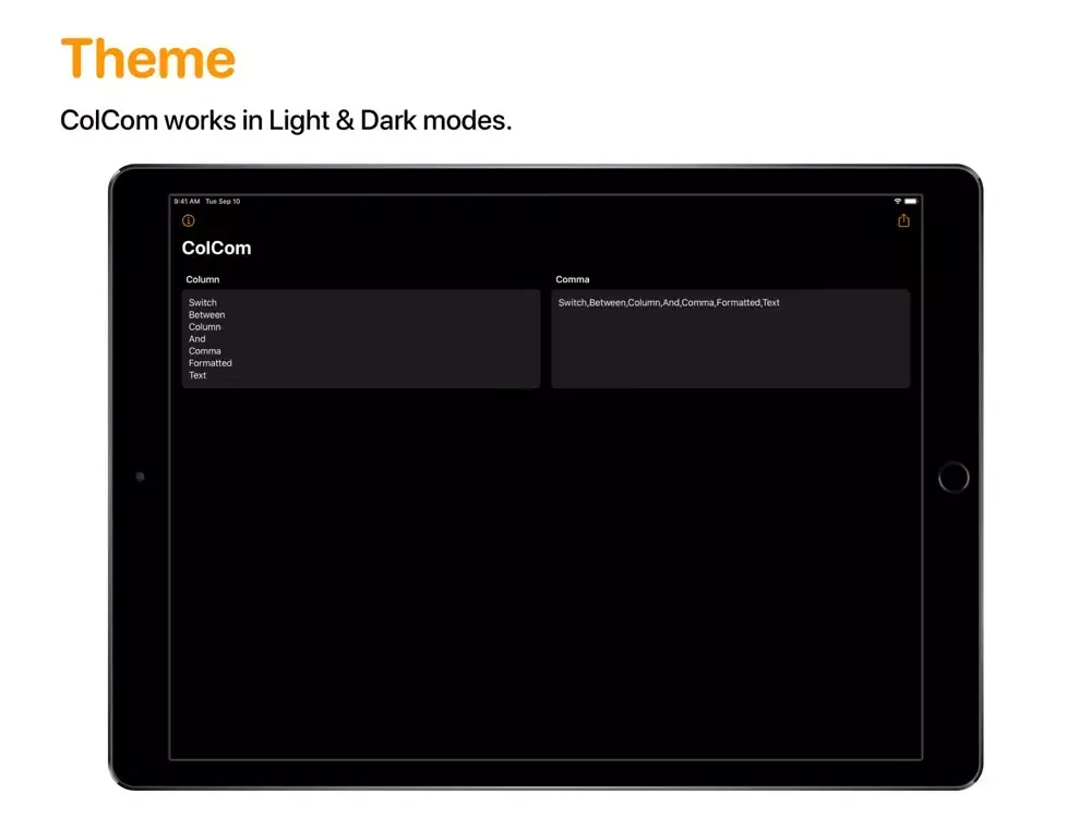 Tangkapan skrin ColCom: Convert Column & Comma iPad 
