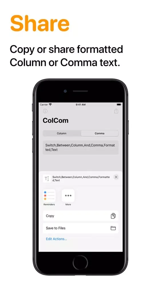 Tangkapan skrin ColCom: Convert Column & Comma