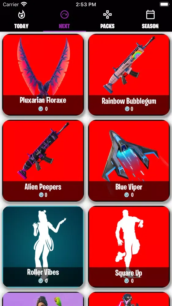 Ảnh chụp màn hình của Tracker daily Fortnite shop