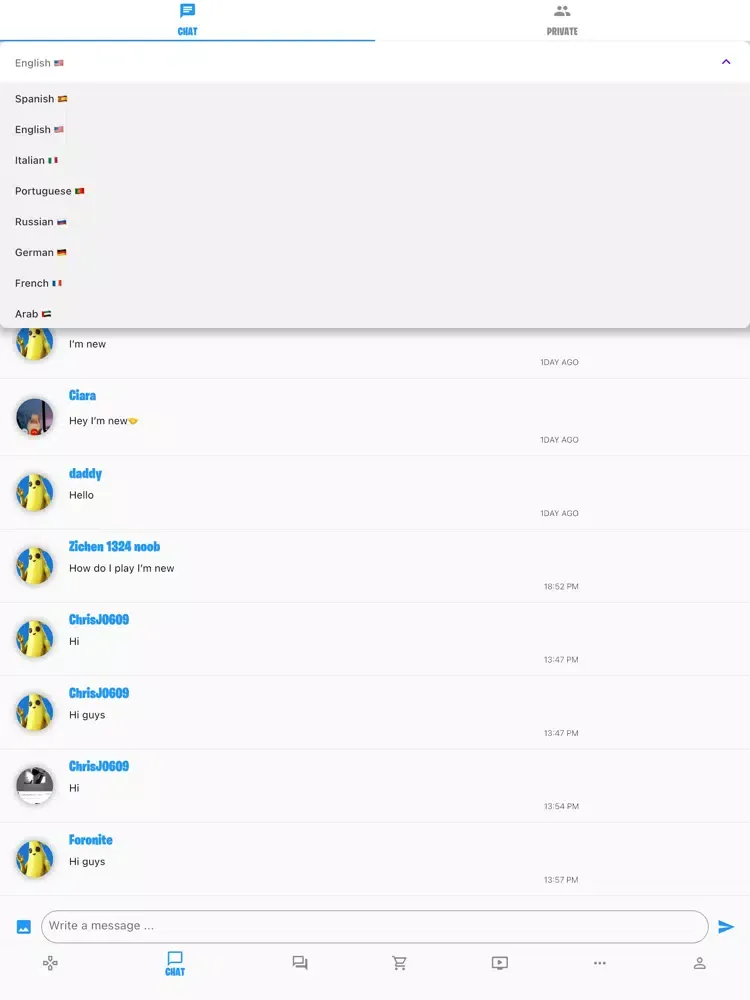 Tangkapan layar Foronite iPad 
