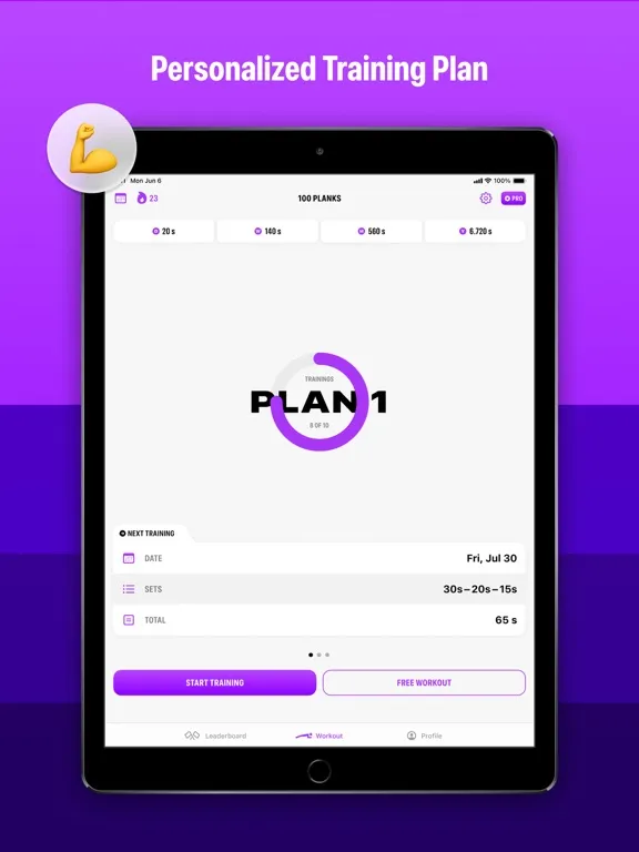 Plank Workout & Fitness App iPad  Screenshots