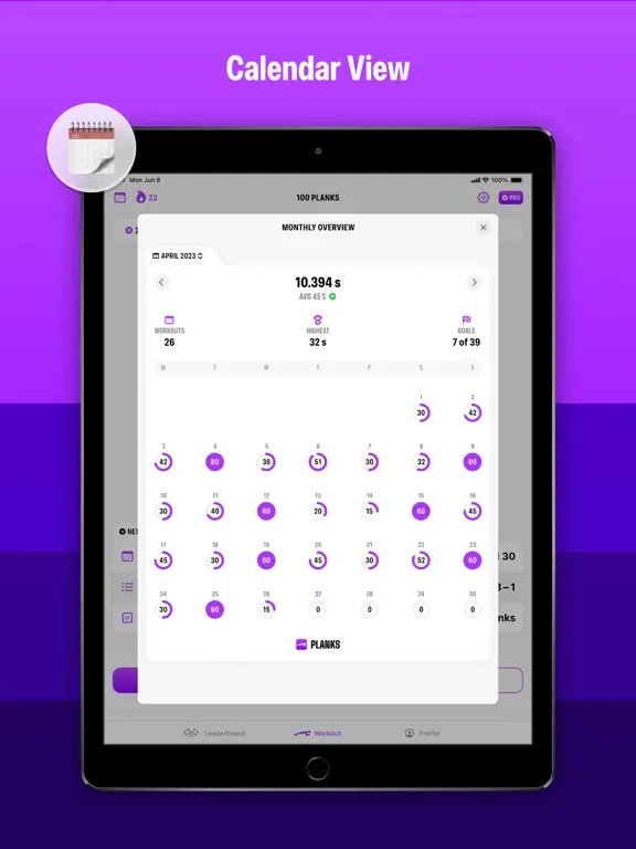Plank Workout & Fitness App iPad  Screenshots