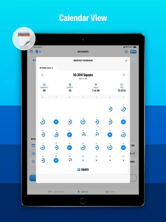 100 Squats: Butt & Leg Trainer iPad  스크린샷
