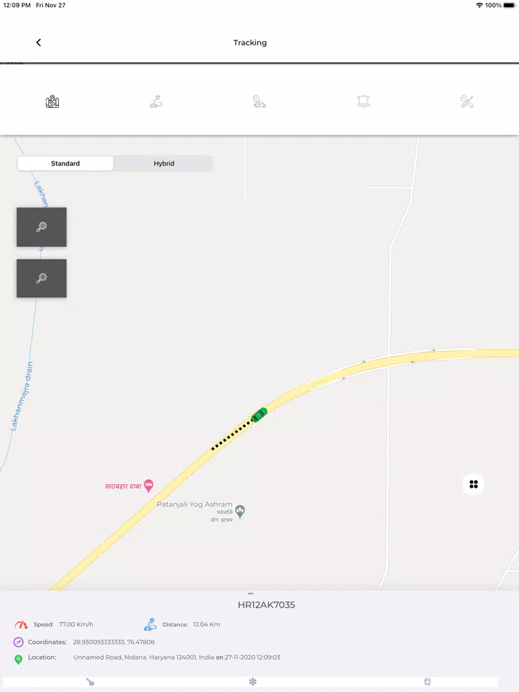 Tangkapan layar Securewheels iPad 