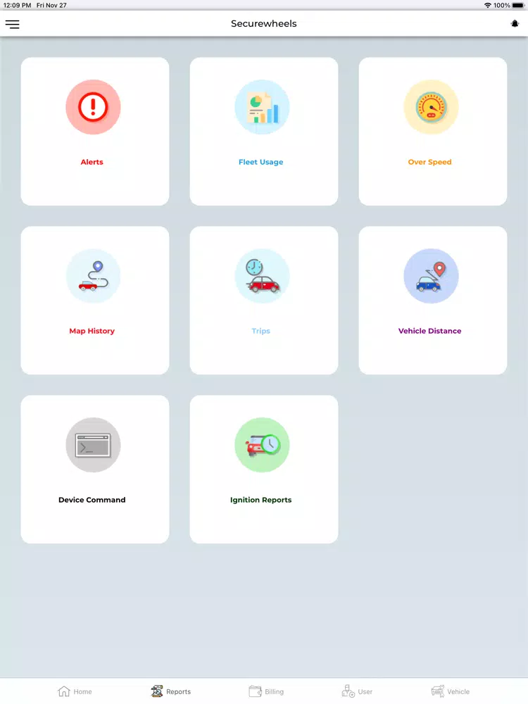 Tangkapan layar Securewheels iPad 