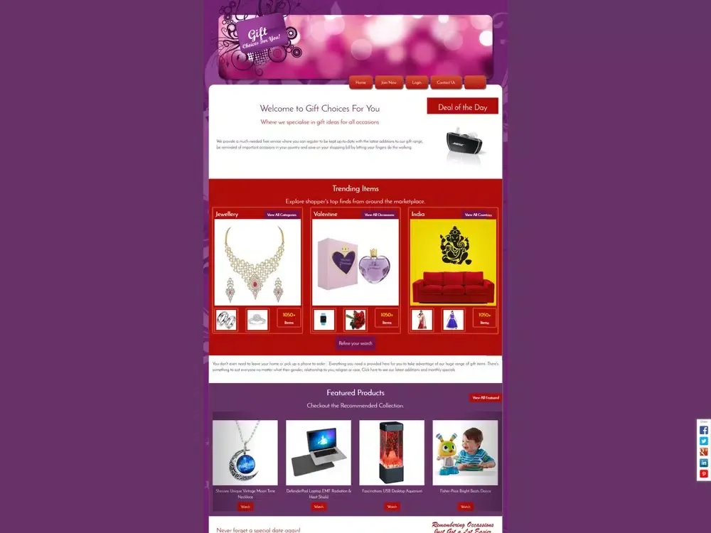 Capturas de tela do Gift Choices for You iPad 