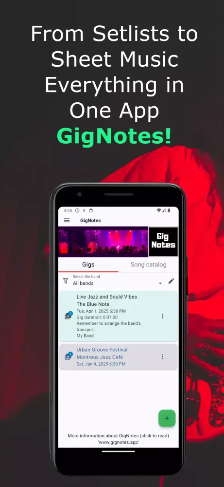 GigNotes Screenshots