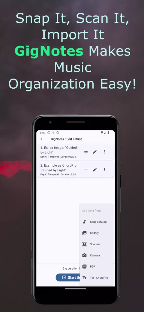 GigNotes Screenshots