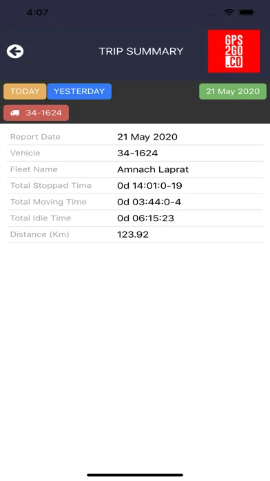 Capturas de tela do GPS2GO