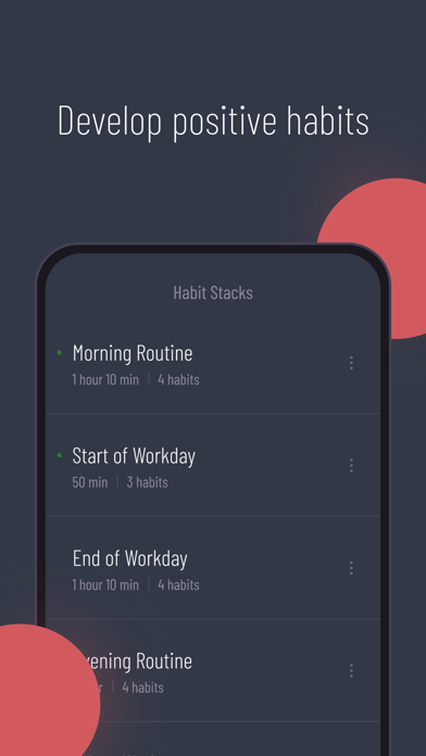 Capturas de tela do HabitApp daily habit checklist