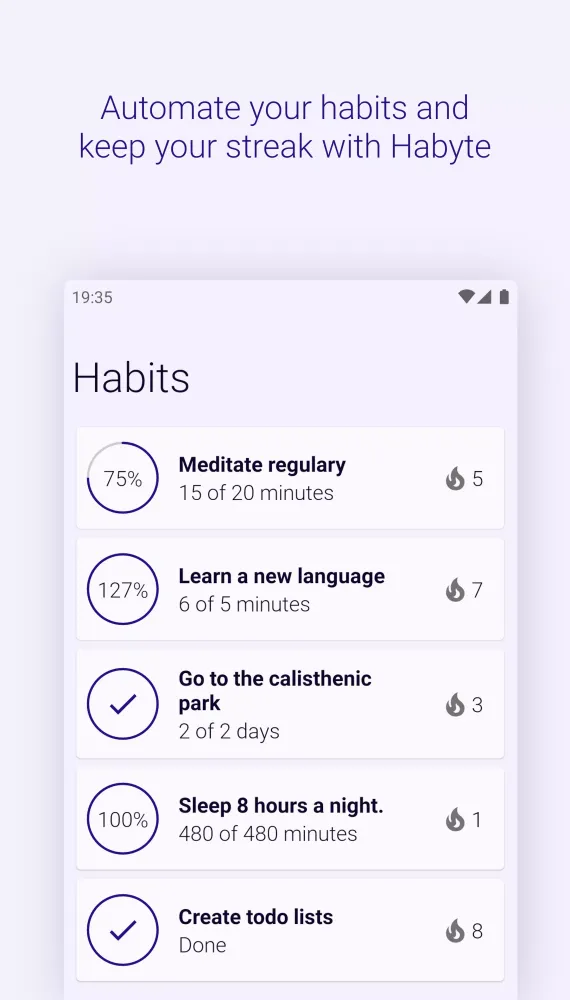 Habyte－Automated habit tracker Screenshots