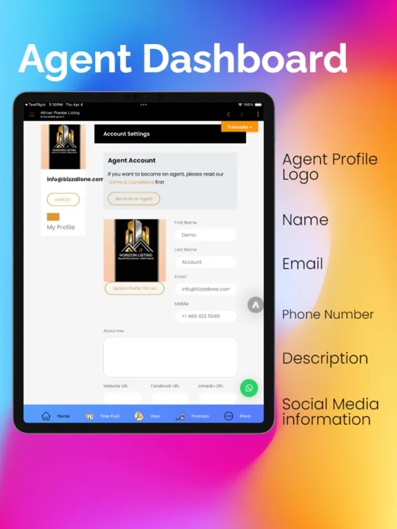 Tangkapan skrin Horizon Listing Africa iPad 