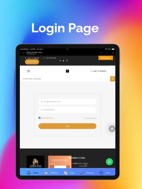 Tangkapan skrin Horizon Listing Africa iPad 