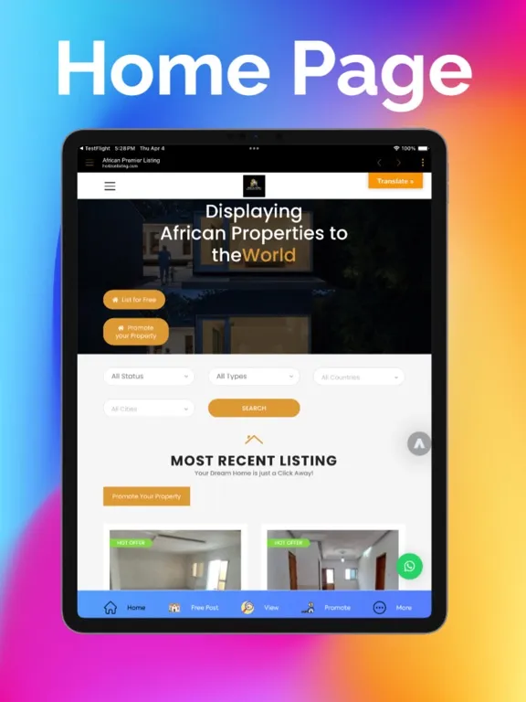 Tangkapan skrin Horizon Listing Africa iPad 