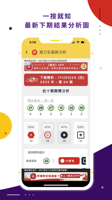 Capturas de tela do 台彩大數據