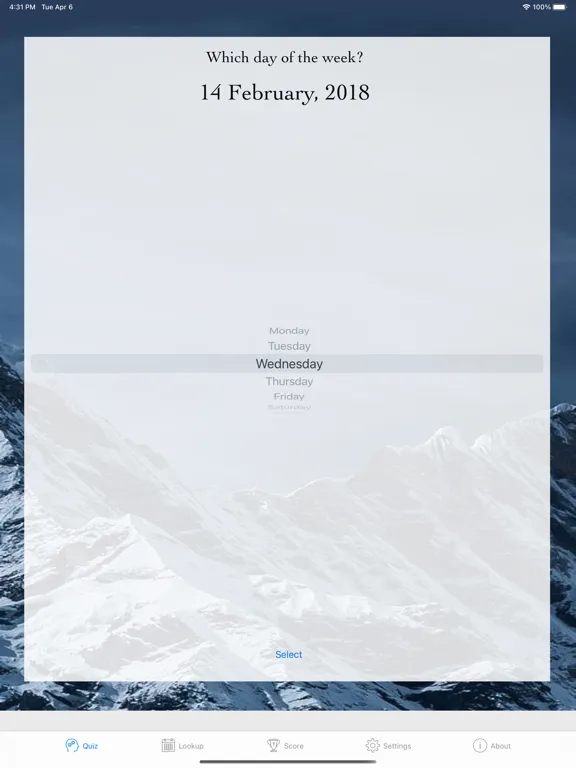 Day of Week iPad 应用截图